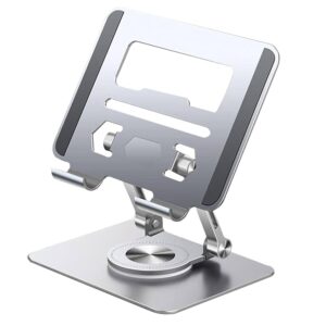 Support Tablette & Téléphone Rotatif 360° Aluminium - Pliable / Base Pivotante / Hauteur Réglable / Compatible iPad & Galaxy Tab