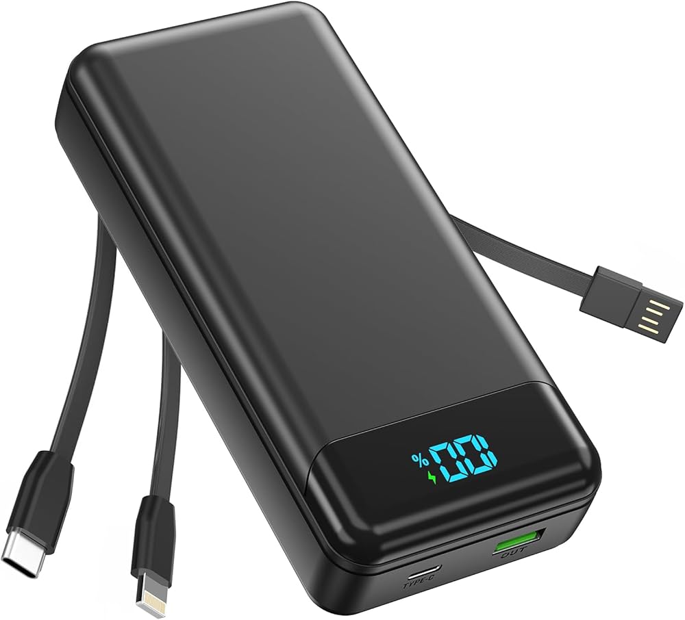 Power Bank Universel – Finition Mate & 4 Câbles