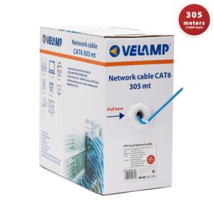 Bobine Câble Réseau VELAMP Cat 6 (FTP) - 305 Mètres / Blindé Anti-interférence / Gigabit Ethernet / Bleu