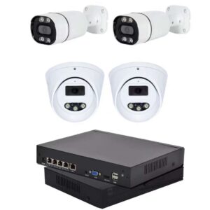 Kit Vidéosurveillance Hybride 4 Caméras (2 Tubes Extérieurs + 2 Dômes Intérieurs) – Pack Sécurité Complet avec DVR